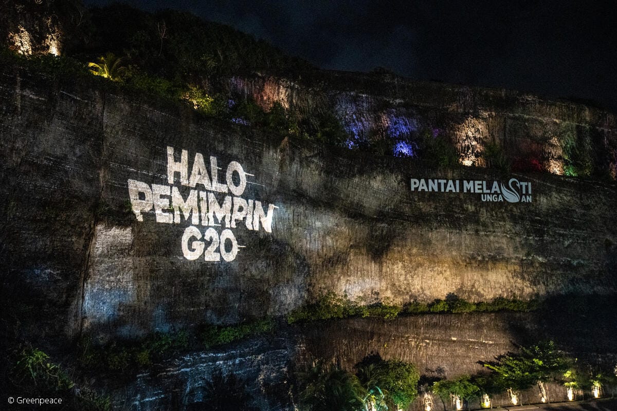 Poster “Pesan untuk Pemimpin G20” Greenpeace Indonesia Sumber Foto Twitter @GreenpeaceID