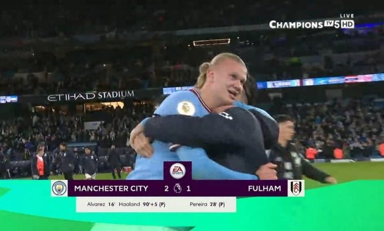 Erling Haaland Merayakan Kemenangan Bersama Pep Guardiola