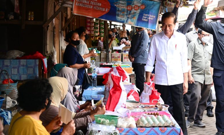 Jokowi saat bagikan BLT untuk pedagang Pasar Malang Jiwan. Sumber Foto: Instagram @sekretariat.kabinet