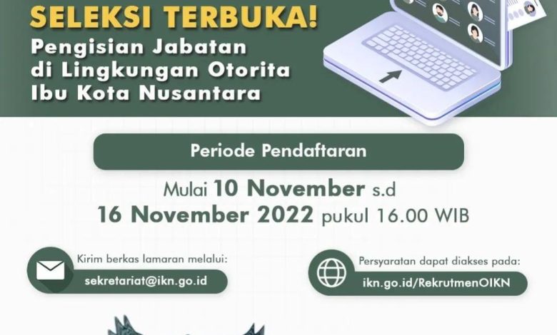 Hanya Sampai 16 November, Lowongan 23 Direktur Otorita IKN Sudah dibuka