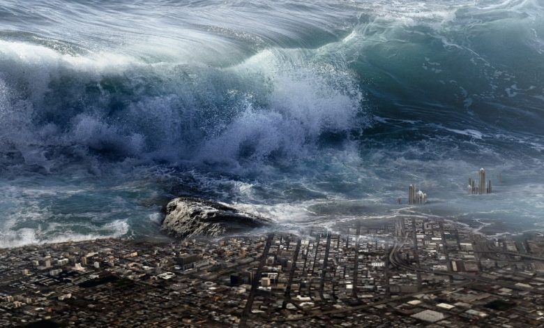 Ilustrasi gelombang pasang air laut Kaltim.