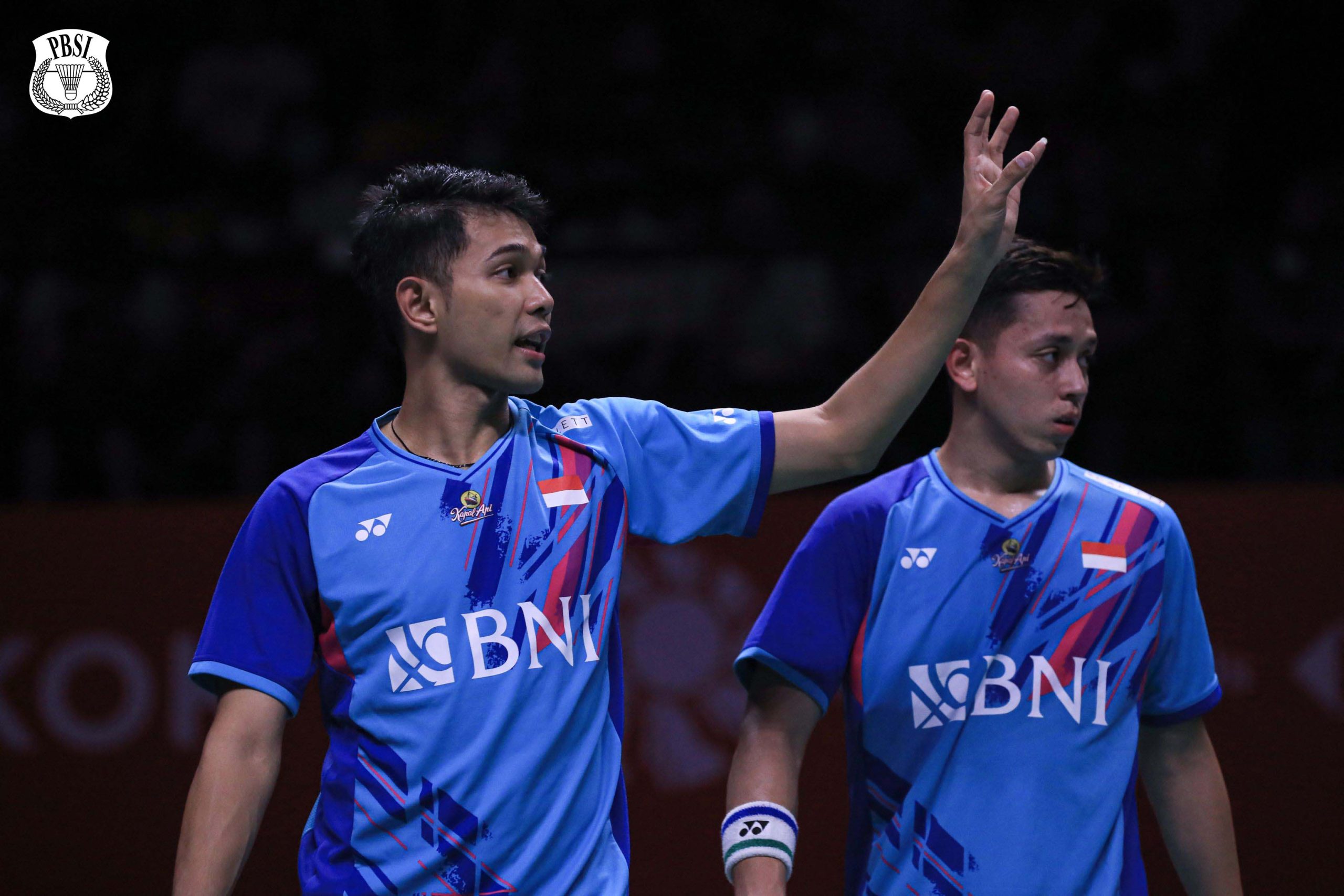 FajarRian (Ganda Putra Indonesia) menempati posisi ke satu dunia. Sumber foto Twitter @INABadminton