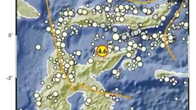 Gempa Magnitudo 4.6 Guncang Una-Una Sulawesi Tengah Gambar poros gempa. Sumber foto: Twitter @infoBMKG