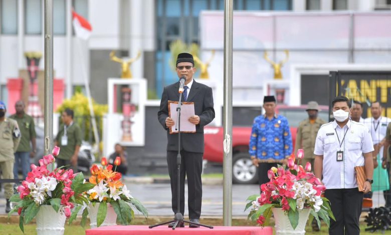 Plt Dirjen PKTrans Rajumber Prihatin, mewakili Mendes PDTT A. Halim Iskandar sebagai pembina upacara HBT ke-72