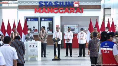 Presiden Jokowi saat meresmikan pengembangan pembangunan Stasiun Manggarai. Sumber foto YouTube Sekretariat Presiden