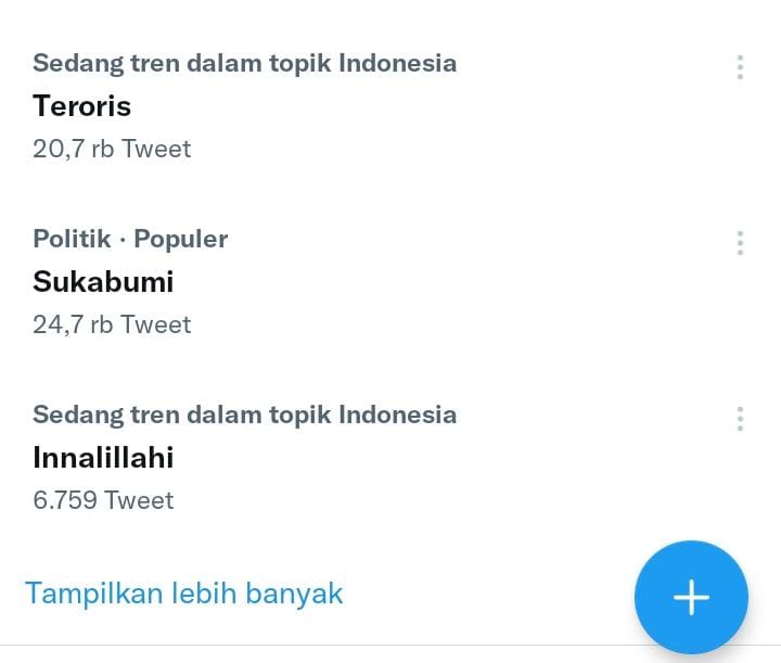 Tangkapan layar trending topik