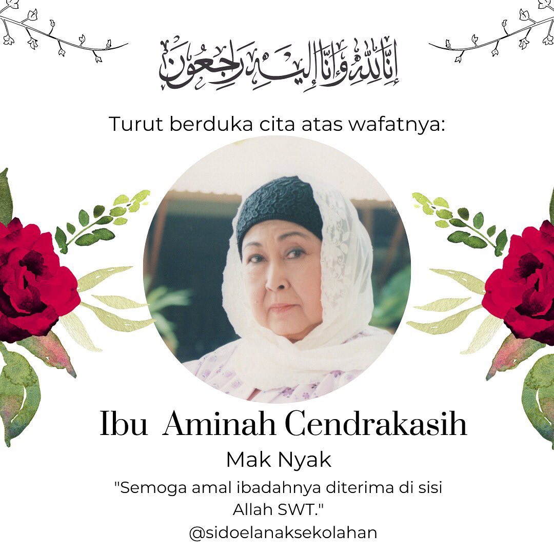 Innalillahi, Aminah Cendrakasih ‘Mak Nyak’ Meninggal Dunia