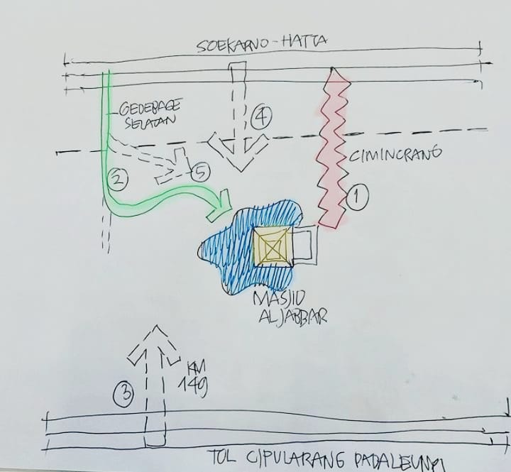 Hasil denah gambar jakur alternatif menuju Masjid Raya Al Jabbar, Sumber foto: Instagram @ridwankamil.