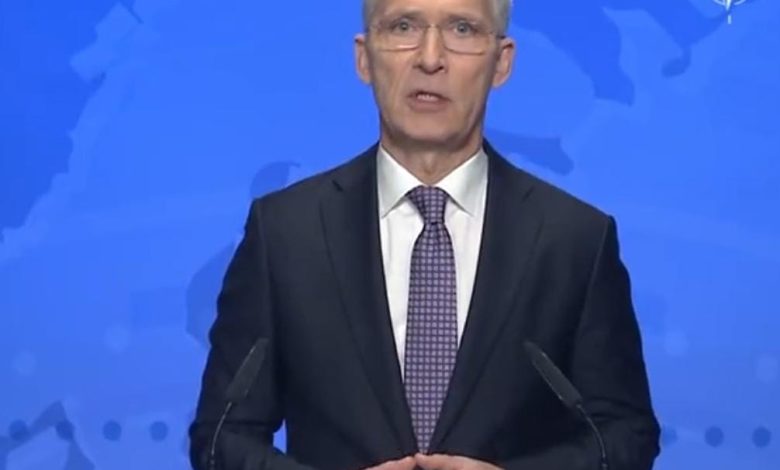 Pers Confrence Sekjen Nato Jens Stoltenberg. Sumber Foto: Twitter@jensstoltenberg