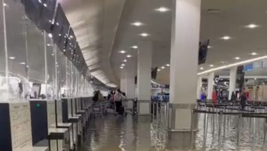 Situasi banjir di bandara Auckland. Sumber Foto: Tangkapan layar Twitter @FizzyTBC