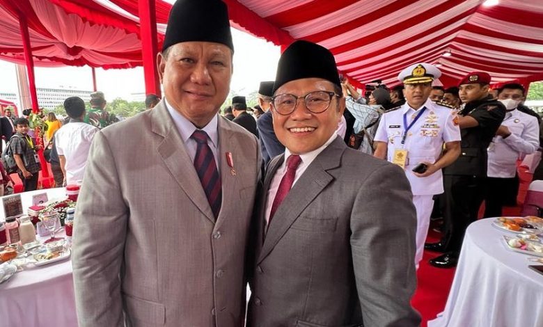 Ketua Umum PKB Abdul Muhaimin Iskandar bersama Ketua Umum Partai Gerindra Prabowo Subianto. Sumber Foto: Instagram @cakiminnow.