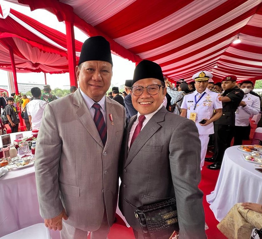 Ketua Umum PKB Abdul Muhaimin Iskandar bersama Ketua Umum Partai Gerindra Prabowo Subianto. Sumber Foto: Instagram @cakiminnow.