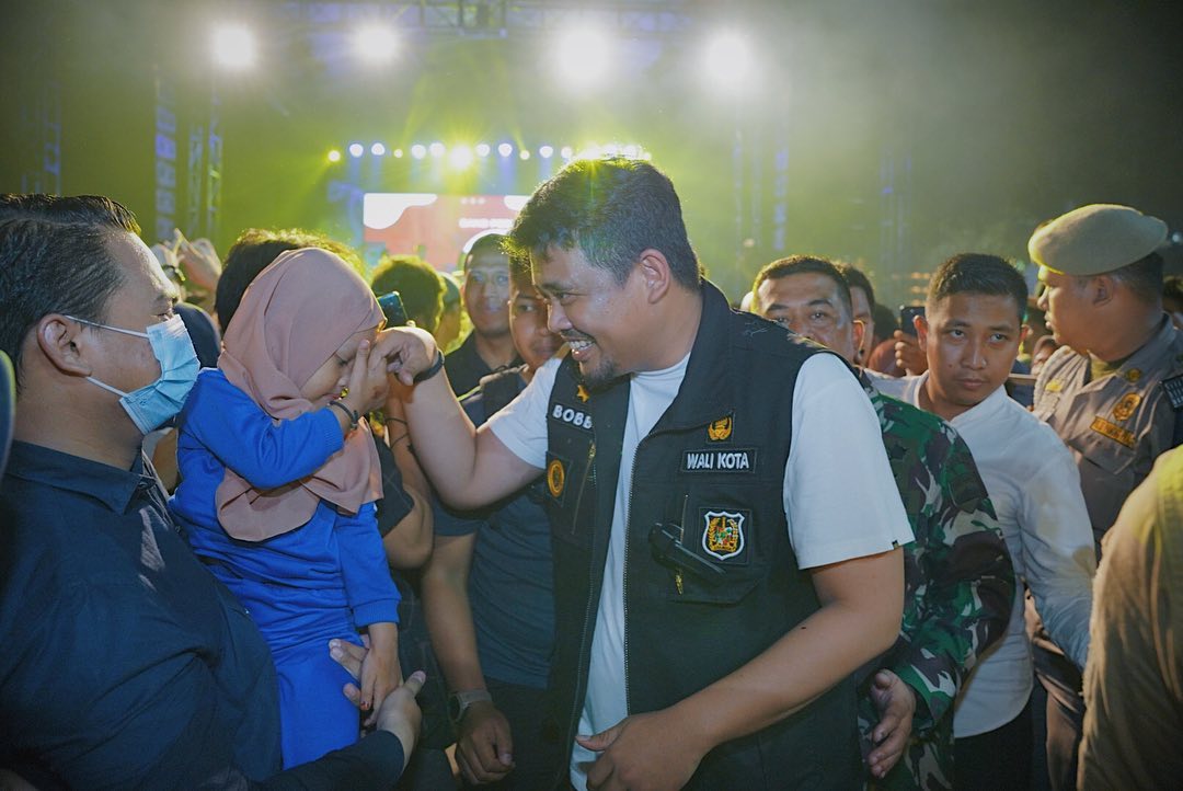 Bobby Nasution (Walikota Medan) saat menghadiri perayaan malam pergantian tahun di Kota Medan. Sumber: Instagram @bobbynst