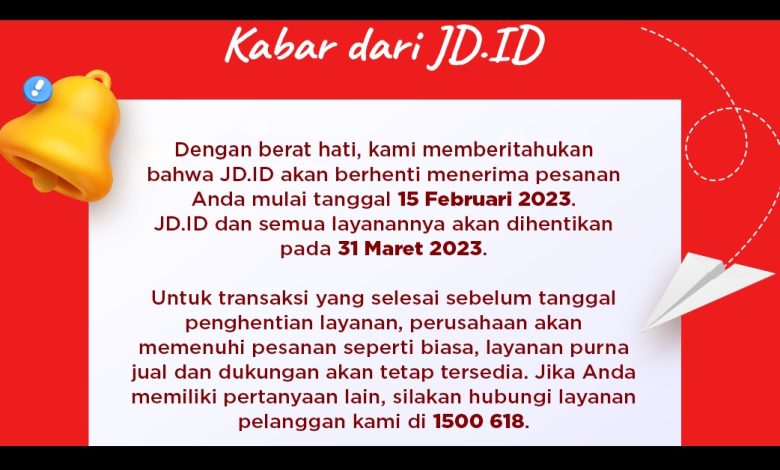 JD.ID memutuskan menutup operasional layanan di Indonesia per 31 Maret 2023. Sumber foto: JD.ID