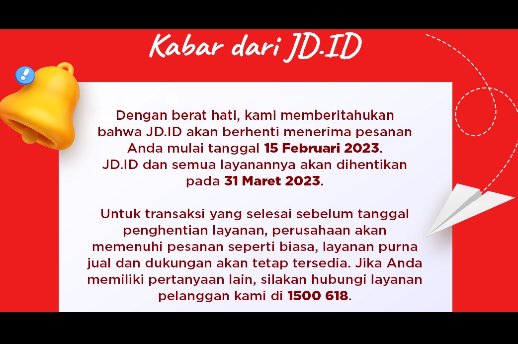 JD.ID memutuskan menutup operasional layanan di Indonesia per 31 Maret 2023. Sumber foto: JD.ID