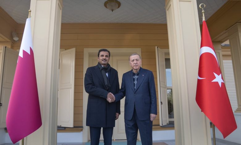 Tamim bin Hamad Al Thani (Pemimpin Qatar) dan Reccep Tayyip Erdogan (Presiden Turki). Sumber Foto: Twitter @TamimBinHamad