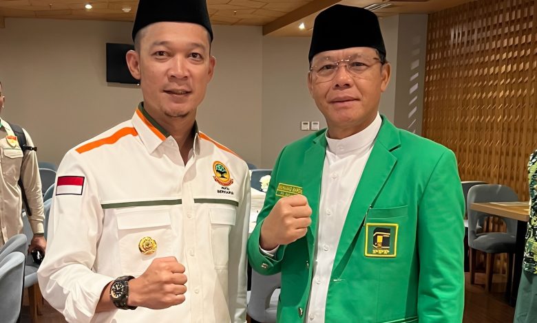 Fajar Rachmansyah (Sekjen Partai Berkarya) bersama Mardiono (Plt. Ketua Umum PPP). Sumber foto: berkarya.id