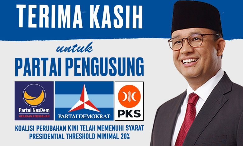 Poster Anies Baswedan bersama Partai Pendukung