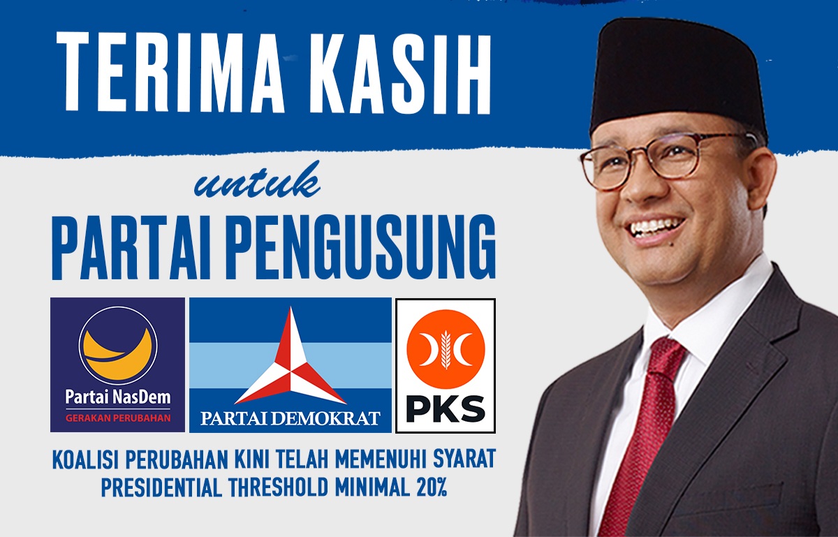 Poster Anies Baswedan bersama Partai Pendukung