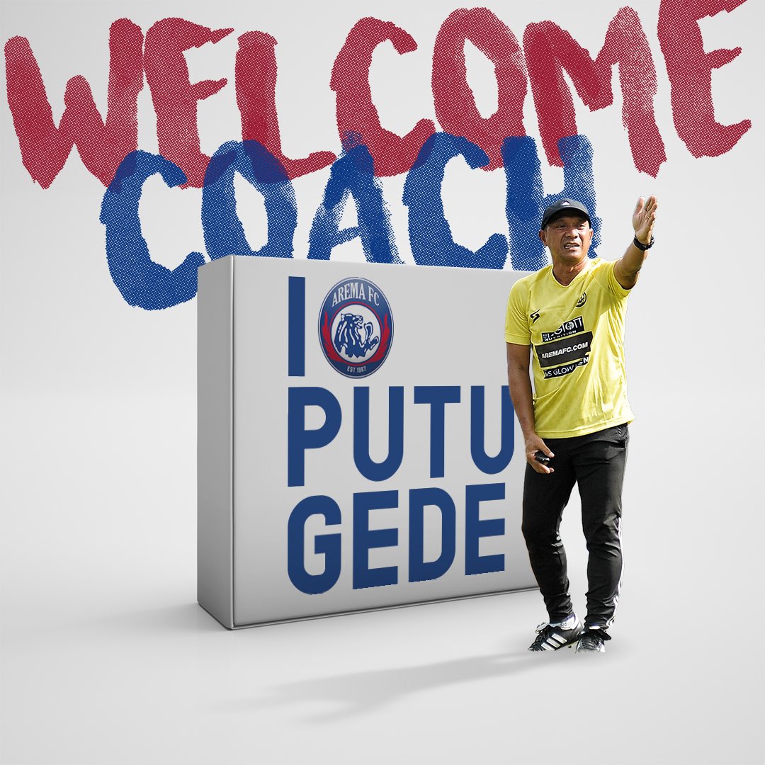 Putu Gede (Pelatih Baru Arema). Sumber foto: Twitter @AremafcOfficial