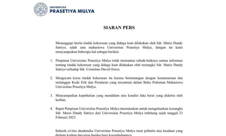 Siaran pers Universitas Prasetiya Mulya. Sumber foto: Instagram @prasmul