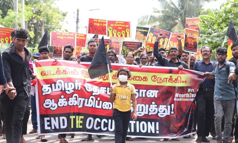 Warga Protes Hari Kemerdekaan Sri Lanka Sumber Foto: Twitter @tamileelam16