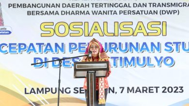 Penasihat Dharma Wanita Persatuan Kemendes PDTT, Lilik Umi Nashriyah. Sumber foto: Humas Kemendes PDTT