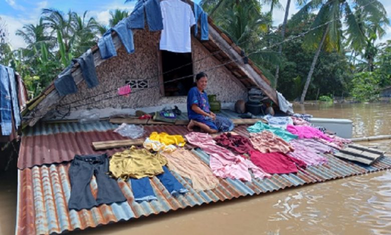 Ketinggian banjir di Musi Rawas mencapai 4 meter. Sumber foto: BPBD Musi Rawas