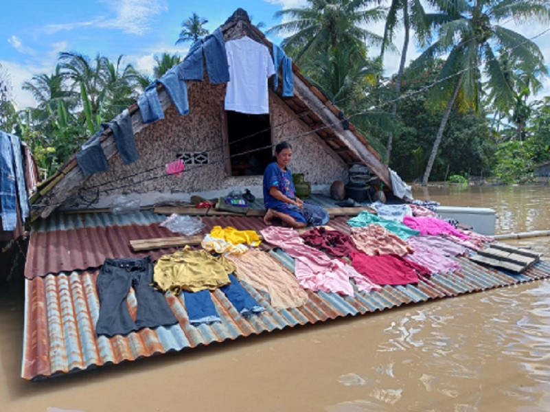 Ketinggian banjir di Musi Rawas mencapai 4 meter. Sumber foto: BPBD Musi Rawas