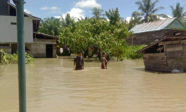 Pemukiman warga terdampak banjir setinggi pinggang orang dewasa. Sumber foto: BPBD Luwu Utara