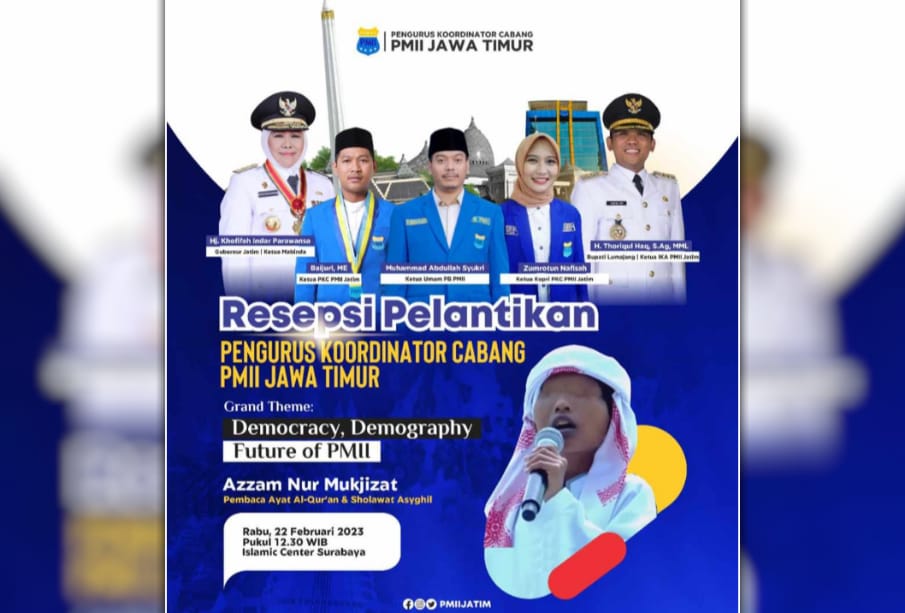 Poster Digital Pelantikan PKC PMII Jatim 2022-2024. Sumber Foto: Instagram @pmiijatim