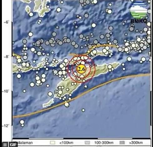 Gambaran Gempa 2,6 SR Terjang Timur Laut Belu . Sumber foto: @InfoBMKG