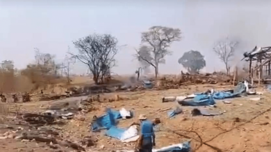 Kondisi Desa pasca diserang Junta. Sumber Foto: Twitter @MyanmarAProject