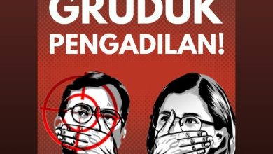 Poster ‘Gruduk Pengadilan’ Haris-Fatia. Sumber Foto: Twitter/@KontraS