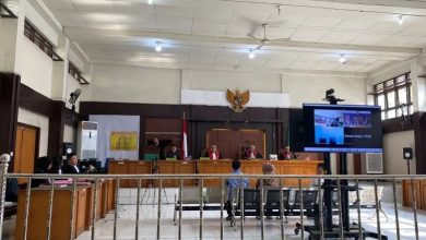 kondisi persidangan korupsi dana hibah oleh ketua dan anggota bawaslu.jpg. Sumber foto: Dok.PN Palembang