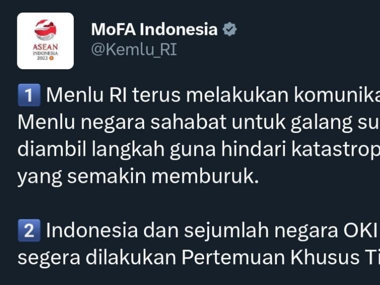 Pernyataan Kemlu RI. Sumber foto: X @Kemlu_RI