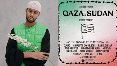 Mustafa Ahmed dan Poster Konser 'Artist for Aid: Gaza and Sudan' Sumber Foto: Instagram @mustafathepoet