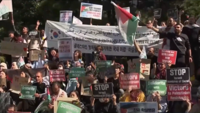 Unjuk rasa warga Korsel di Ibu Kota Seoul menentang genosida dan kejahatan kemanusiaan Israel di Gaza. Foto/istimewa