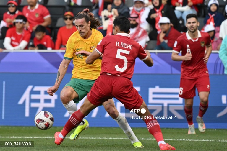 Pemain Timnas Indonesia, Rizki Ridho Foto: Twitter @Indostransfer/AFP