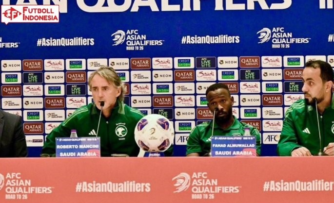 Konferensi Pers Usai Pertandingan Pelatih Timnas Arab Saudi, Roberto Marcini Foto: Twitter @Bali_Football