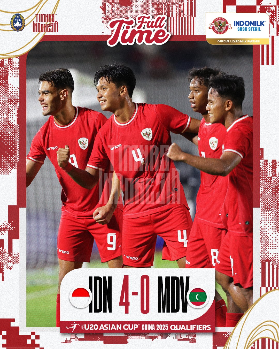 Kemenangan Timnas Indonesia U-20 atas lawanya, Maladewa Foto: Twitter @TimnasIndonesia