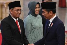 Presiden Joko Widodo (kanan) menyalami Kepala Badan Komunikasi Kepresidenan Hasan Nasbi, Sumber foto: Istimewa