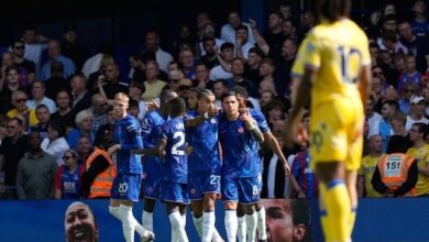 Selebrasi pemain Chelsea saat lawan Crystal Palace Foto: AP Photo/Frank Augstein