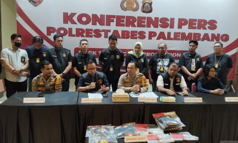 Konferensi pers kasus pembunuhan siswi SMP di Mapolrestabes Palembang,Sumber foto: Istimewa