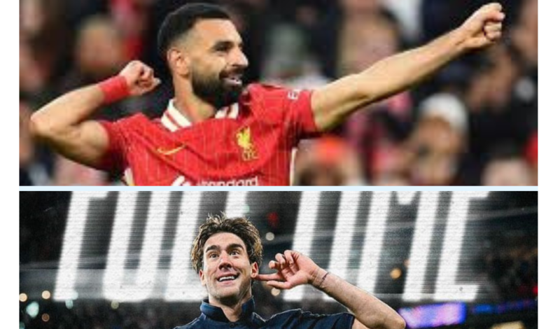 Pemain Liverpool, Mohammad Salah dan Pemain Juventu, Dusan Vlahovic Foto: Istimewa