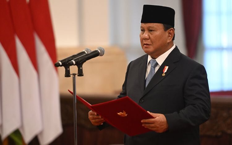 Presiden Prabowo Subianto membacakan sumpah saat upacara pelantikan, Sumber foto: Istimewa