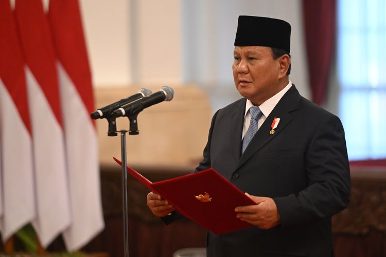 Presiden Prabowo Subianto membacakan sumpah saat upacara pelantikan, Sumber foto: Istimewa