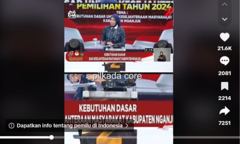 Tangkapan layar momen debat Pilkada Nganjuk. Sumber: Tik Tok @suluhpergerakan