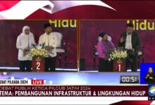 Keterangan foto: Lukman (cawagub nomor urut 1) mengajukan pertanyaan kepada Emil dardak (petahana) saat debat ketiga Pilgub Jawa Timur. Sumber: Tangkapan layar live streaming Metro TV