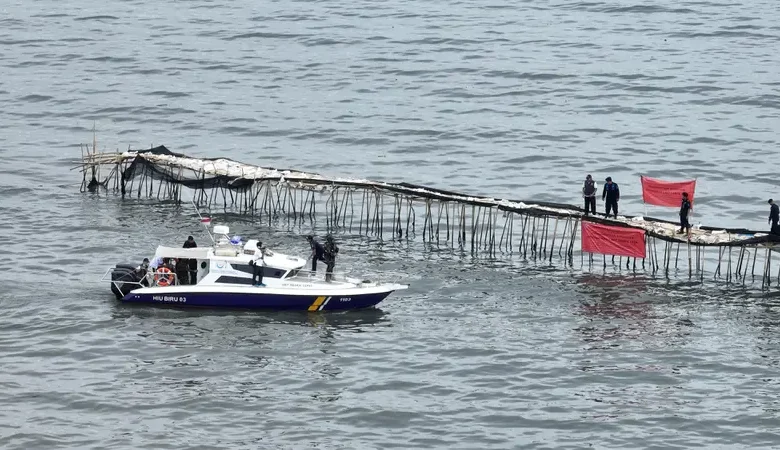 kondisi laut yang dilakukan pemagaran oleh OTK sumber foto: Istimewa